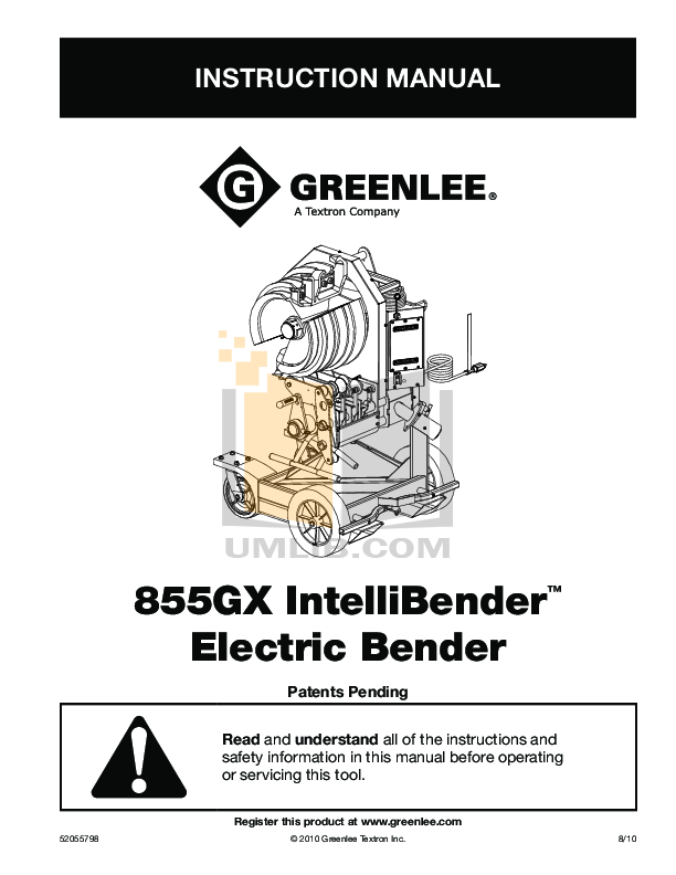 PDF manual for Greenlee Other 855 Benders
